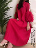 Yudx Purple Pleated High Neck Maxi Evening Dress, Ruffle Sleeve Women's Wedding Guest Ramadan Party Dress