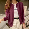Knitted Cardigan Jacket Women Spring Autumn Round Neck Casual Cardigans Woman Solid Color Slim Korean Jumpers Female