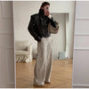 Women Leather Bomber Jackets Coats With Belt Notched Shoulder Pads Motorcycle Street Chic Short Outwear Solid Lace Up
