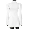 Puff Sleeve Contrast Color Mini Dress Female Retro Elegant Stand Collar Hollow Lace Up A-Line Dress Tight Waist