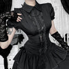 American Gothic Dark Y2K Vintage Dress Women Aesthetic Streetwear Harajuku Grunge Lace Patchwork High Waist Bow Party Dress
