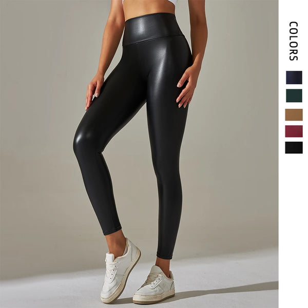 Women Sexy Skinny PU Leather Pants High Waist Elastic Leggings Trousers Slim Pencil Pants Sexy Stretch Tight Pants