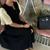 Elegant Knit Dress For Women White Slim O-neck Single Breasted Short Sleeve Long Dresses Female Spring Lady Robe T88X