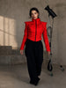 Women Sporty Cropped Padded Jacket Stand Collar Zip‑Up Shoulder Pad Long Sleeve Slim Fit Warm Coat Casual Chic Ladies Outerwear