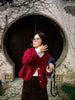 Pirce WineRed Tweed Coats Female Autumn Winter Temperament Short Jacket Korean All-Match O-Neck Outerwear
