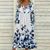 Fall & Winter Women's V-Neck Button Long Sleeve Dress Floral Print Loose Casual Midi Dress