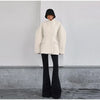 White Woolen Women's Coat Stand Collar Button Waist-cinching Long Sleeve Female Jacket Spring Autumn Tweed Outwear
