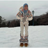Winter Women's One‑piece Ski Suit Hooded Zipper Pocket Full Sleeve Coat Pant Suits Lady Warm Vacation Skiwear