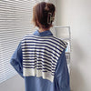 Korean Striped Knitted Warm Shawl Winter Female Blouse Shoulders Fake Collar Cape Knotted Scarf Stripe Outerwear