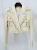 High Street Designer Women's Tassel Fringed Tweed Trimmed Jacket