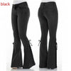 Flare Pants for Women Vintage Jeans Lace Up Stretch Mid Waist Skinny Distressed Washed Streetwear Female Denims Trousers