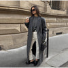 Thin Retro Double-breasted Long Coats Women Casual Loose Woolen Maxi Coat Female Early Autumn Elegant Chic Streewear
