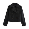 Ladies Vintage Cropped Trench Spring Autumn Jacket Women Streetwear Double Breasted Long Sleeve Top Female Chic Coat Outfits