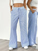 Women's Casual Striped Sports Pants Blue Pocket Pants for Women