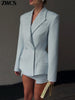 Elegant Double-breasted Blazers Coat Shorts Suit Autumn Solid Lapel Waist-cinching Jackets Slim Short Pants Women's Outfits