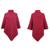 Autumn Winter Turtleneck Loose Women Pullover Shawl Cape Solid Color Knitted Long Tops Casual Sweater with Buttons