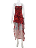 Camisoles Mesh Patchwork Prints Sheer Irregular Hemline Chic Sheath Women Dresses Sexy Club Streetwear Female