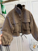 Fall/Winter: Women's Spring/Fall Casual Houndstooth Cropped Jacket— Street Style