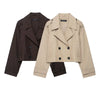 autumn product women's classic double-breaked lapel simple short trench coat casual coat