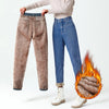 Winter Female High Waist Grunge Thicken Jeans Girls Y2k Clothes Thermal Harem Pants Women Streetwear Black Blue Trousers