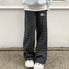 Harajuku Cartoon Embroidery Pants Women Kawaii Striped Loose Korean Trouser Shorts Y2K Subculture Vintage Female Wide Leg Pants