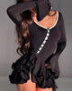 Flare Sleeve Ruffle Sexy Mini Dress Women Robe Irregular Single-breasted V Neck High Waist Slim A-line Club Dress