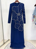 High Street Designer Party Vestido Women's Long Sleeve Diamonds Beaded Crystal Long Maxi Dress