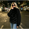 Solid Faux Fur Splicing Coats Women's Zipper Full Sleeves Stand Collar Jackets Ladies Autumn Winter Streetwear