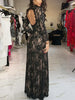 Hollow Out Lace Split Long Sleeve Women Dresses Evening Party Outfits O Neck Sheath Sexy Club Elegant Bodycon