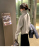 Autumn and Winter Zipper Cashmere Sweater Women Cardigan Lapel Sweater Coat Lazy Wind Loose