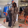 Print Hooded Puffer Coat Set Women Quilted High Neck Full Sleeve Zip Pockets Jacket Wide Leg Pants Winter Warm Sets