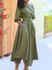 Women's S-2XL Size Slanted Shoulder Collar Tie Waist Style Solid Color Dress Leopard print maxi dresses for women
