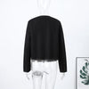 Black Court Style Cropped Jacket For Women Elegant O-neck Long Sleeve Double Breasted Coat Lady Spring Chic Outwear