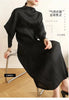 Pleated Half High Collar Batwing Sleeve Women's Dress Chic Elastic Loose Casual Famale Clothes 2DB4324
