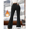 Ultra-Thick Lambswool Warm Leggings Woman Lift Hips High Waist Slim Wide Leg Tights Female Winter Thermal Black Flared Pants