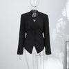 Elegant Chic Waist Cinched Blazer Women V Neck Single Breasted Lace Up Irregular Hem Jacket Lady Casual Commute Outerwear