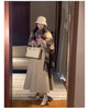 Winter Long Wool & Blends Coat for Women Chic Elegant Womans Clothing Skirted Woolen Overcoat