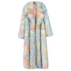 Women's Faux Fur Coat Printed Colorful Furry Coats Autumn Winter Chic Suit Collar Thick Long Overcoat 2DB5840
