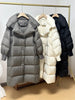 Women White Duck Down Long Jacket Autumn Winter Warm Casual Over Size Loose Outwear Soft Comfortable Coat
