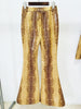 High Street Designer Suit Set Women's Snake Skin Patterned Leather Jacket Flare Pants Set