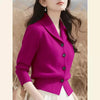 Spring Autumn Women Sweaters Elegant Solid Color Lapel Long Sleeved Knitted Cardigan Jacket Korean Female Knitwear Tops