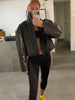 Elegant Stand Collar Pu Leather Jacket Women Full Sleeve Zippers Lady Short Jackets Autumn Chic Female Streetwear