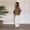 Women Reversible Double Sided Jacket Coat Stand Collar Plaid Loose Fit Warm Coats Casual Office Work Outerwear Spring