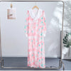 Printed Women Dress V Neck Long Sleeve Dress High Waist Chiffon Dress Single Breasted Tie Design Stylish Elegant Outfit