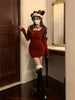 Y2K Knitted Mini Dress Women Streetwear Sexy Off Shoulder Sweater A Line Dresses Christmas Party Korean Bodycon Vestidos