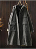 Women Vintage Hooded Button Parkas Plus Cotton Winter Coats Solid Color Patchwork Pockets Warm Long Parkas