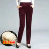 Plus Size Autumn Winter Plush Thick Thin Elegant Women's Pants High Waist Fleece Pencil Pants Corduroy Leggings OL Trousers