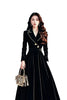 4XL Hepburn Style Black Velvet Dress For Women Autumn Formal Occasions Waist Cinching Suit Style Long Dress AU