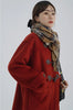 Lamb Wool Collar Duffle Coat Women Long Wool-Like Overcoat Elegant Loose Fit Warm Winter Outerwear Clothing