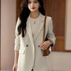 Spring Autumn Women Split Fork Blazer Coat Advanced Ladies Solid Color Tops Overcoat Female Long Sleeves Suit Jacket